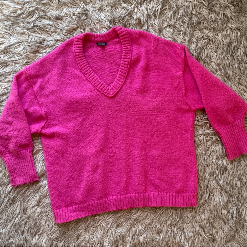 Wild Fable Bright Pink V-Neck Sweater
